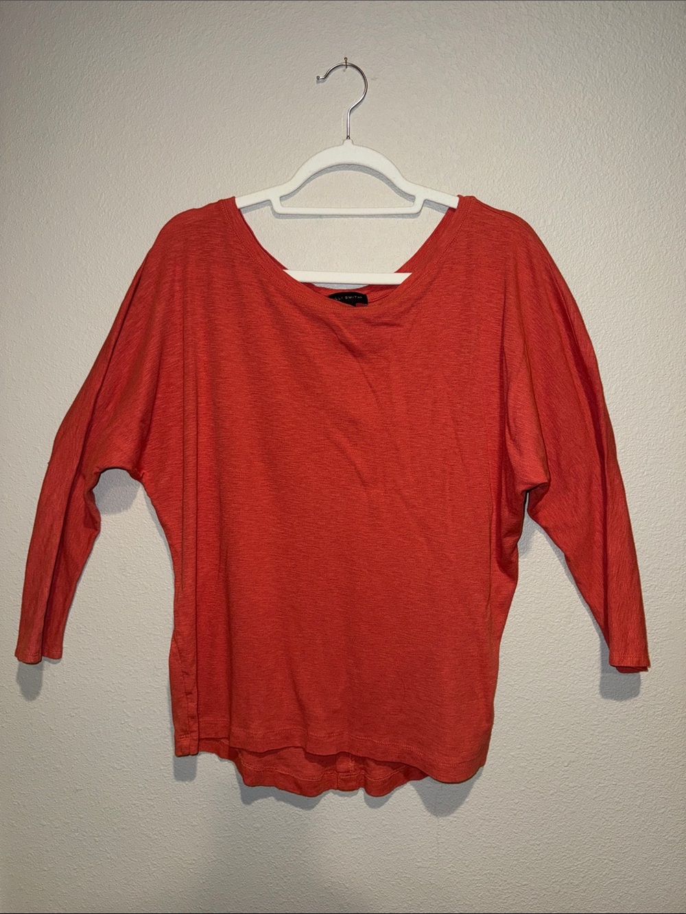 Willi Smith Coral Long‎ Sleeve Dolman Top Cotton Modal Blend XL Button Back